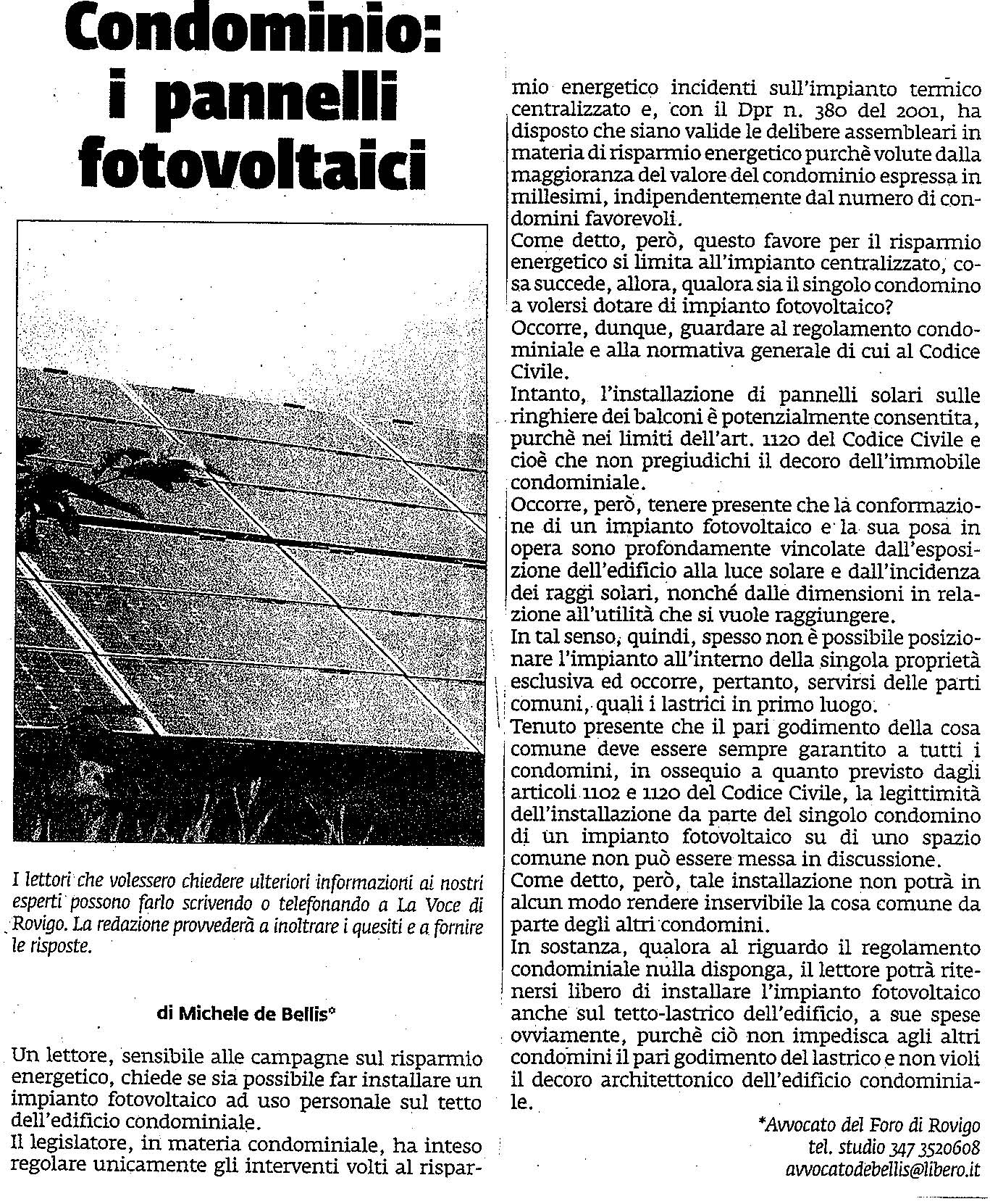 Condominio: i pannelli fotovoltaici