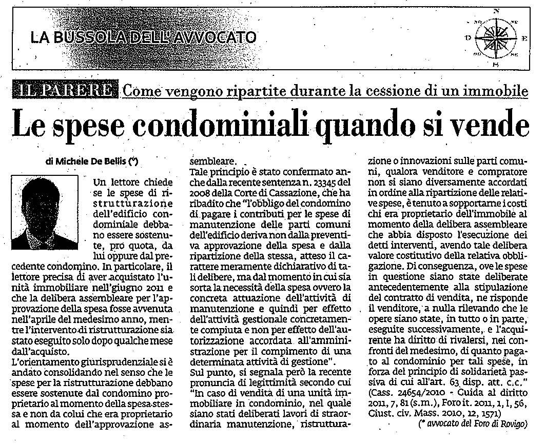 Le spese condominiali quando si vende