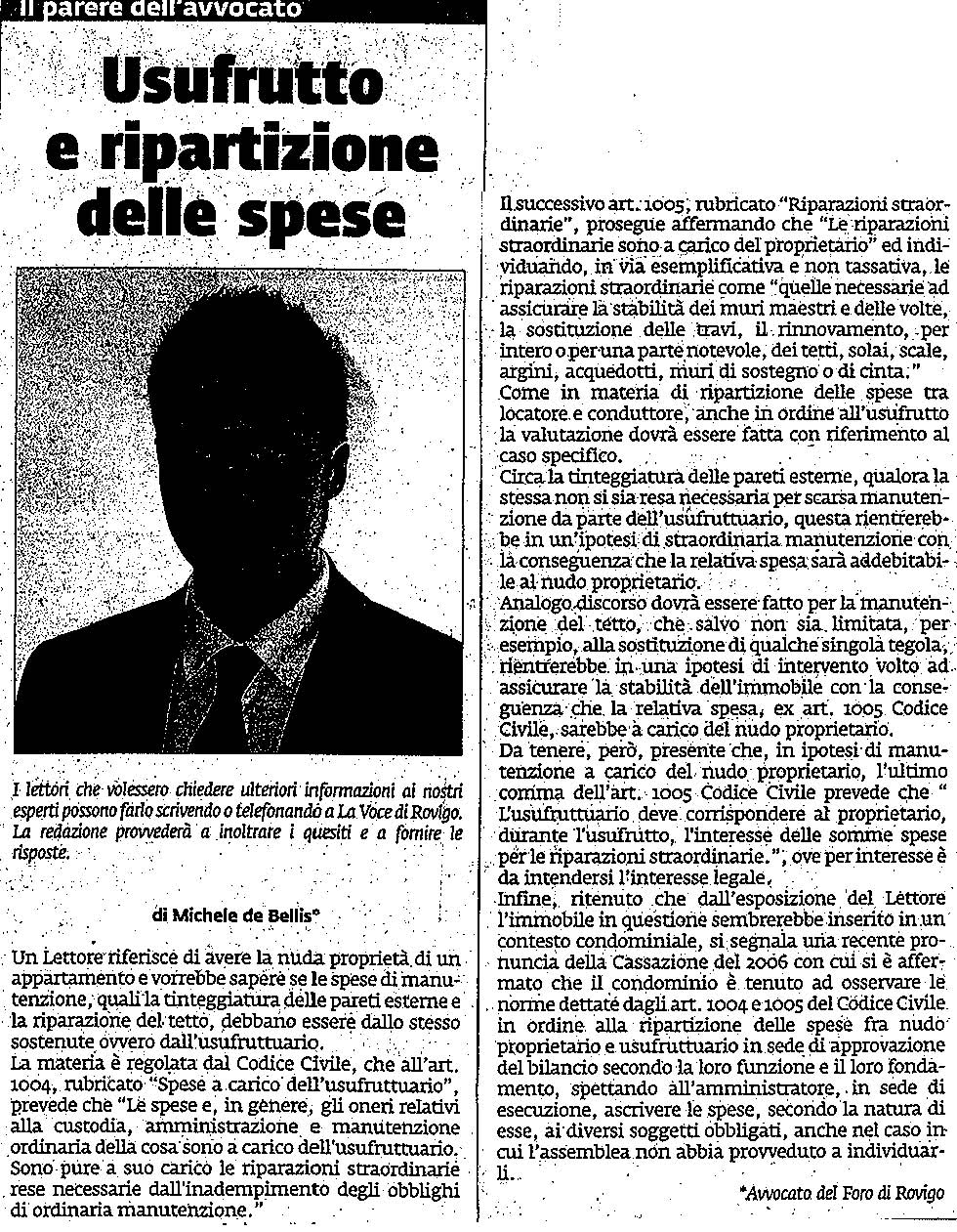 Usufrutto e ripartizione delle spese