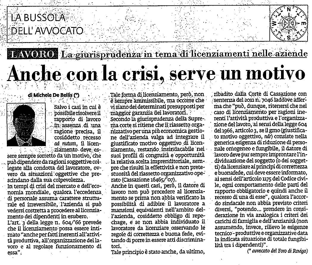 Anche con la crisi, serve un motivo