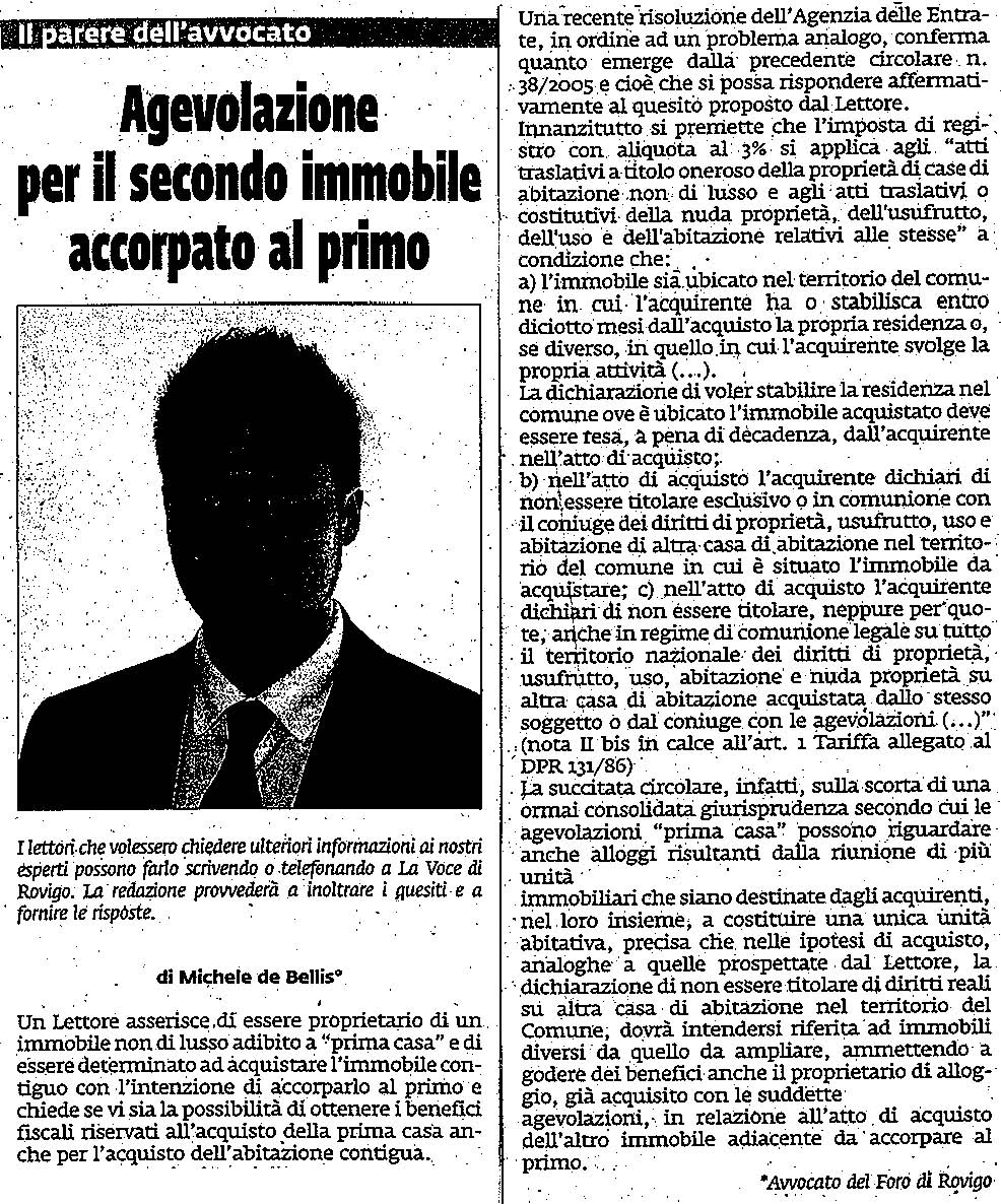 Agevolazione per l’acquisto del secondo immobile accorpato al primo