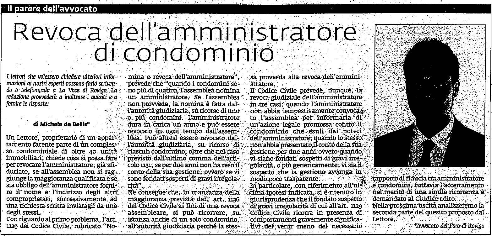 Casi di revoca dell’amministratore condominiale